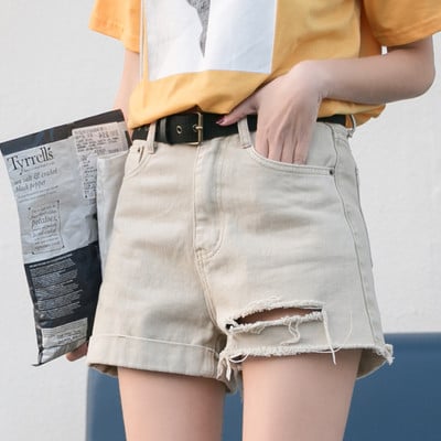 Дамски къси дънки накъсани в три цвята