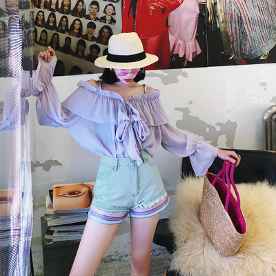 Γυναικεία σύντομα πολύχρωμα ψηλά τζιν