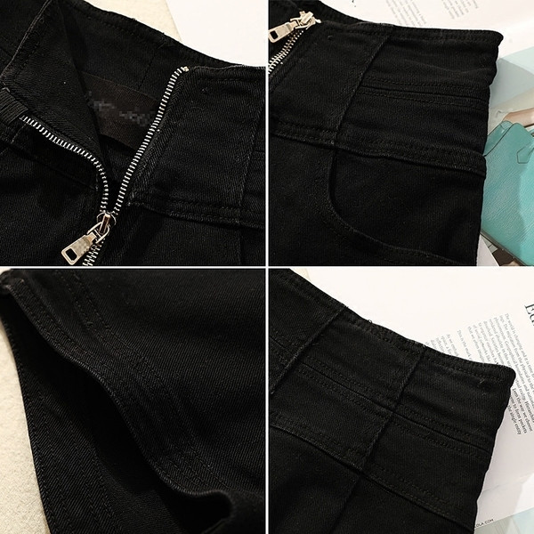 Дамски къси дънки с висока талия и цип