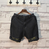 Мъжки къси ефектни дънки с камуфлажни елементи