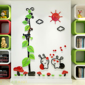 3D стенна декорация с флорални елементи и животни