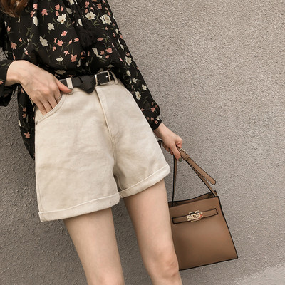 Pantaloni scurți curați de damă, cu talie înaltă, în mai multe culori