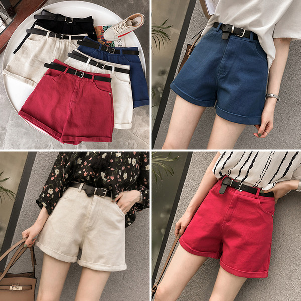 Pantaloni scurți curați de damă, cu talie înaltă, în mai multe culori