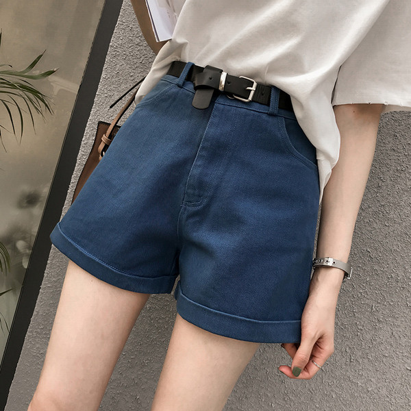 Pantaloni scurți curați de damă, cu talie înaltă, în mai multe culori