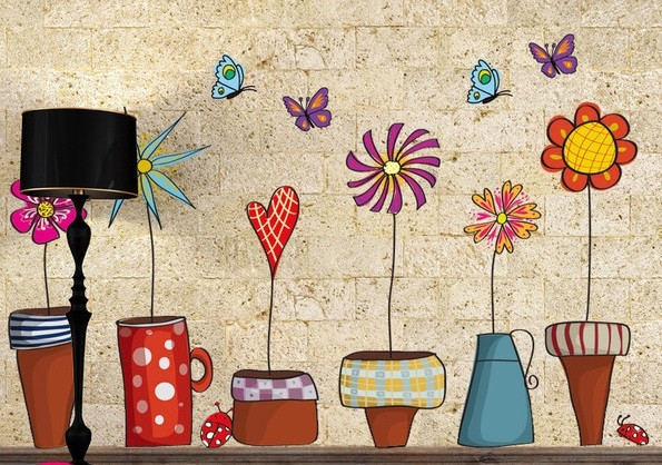 Детски стикери подходящи за всякакви повърхности цветя 