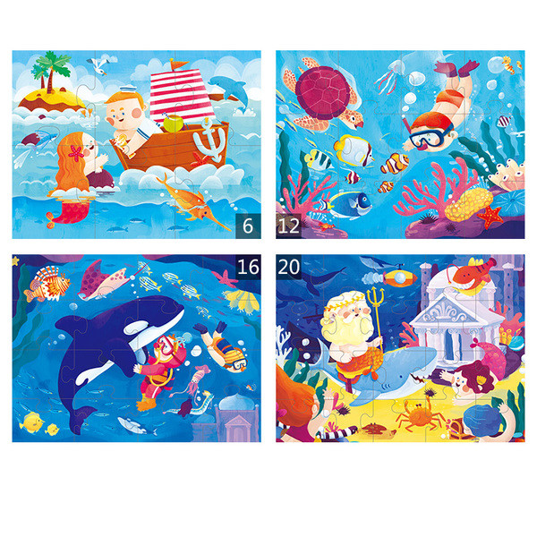 Комплект пъзел 4 броя в кутия от 6-12-16-20 парчета