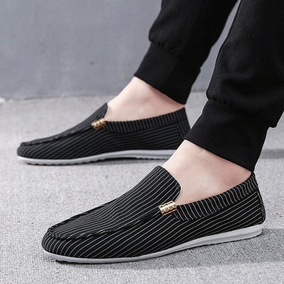 Райрани мъжки елегантни мокасини в черен и бял цвят