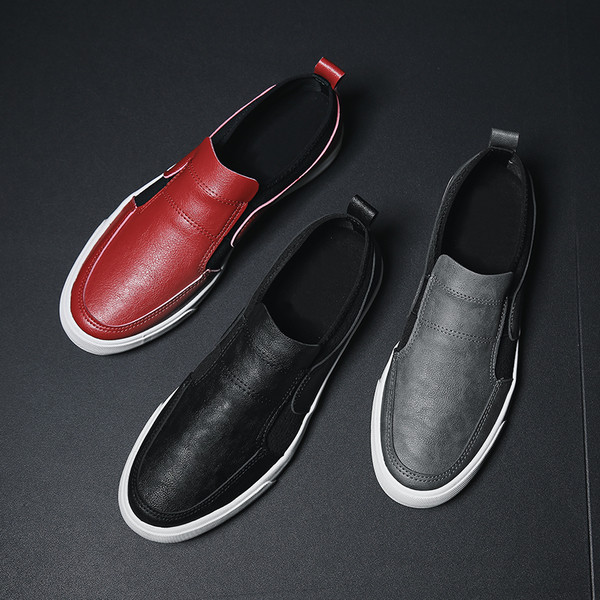 Мъжки ежедневни мокасини в черен, червен и сив цвят