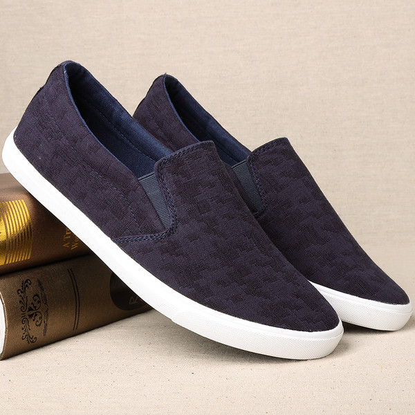 Модерни мъжки велурени мокасини в тъмно син цвят