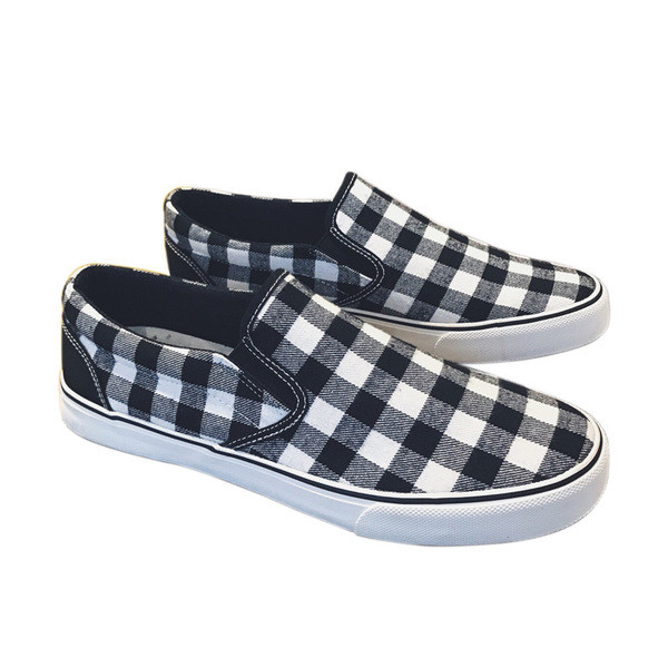 Мъжки карирани мокасини с равна подметка в два цвята