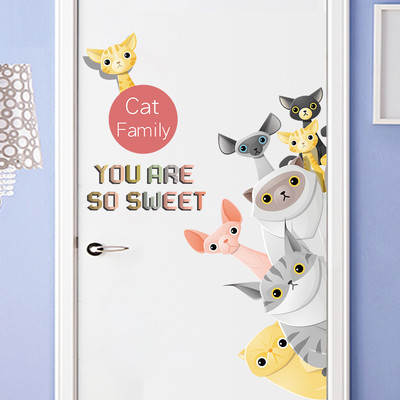 Детски стикери Cat family подходящи и за врата