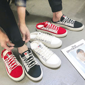 Мъжки мокасини с връзки в бял, червен и черен цвят