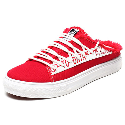 Мъжки мокасини с връзки в бял, червен и черен цвят