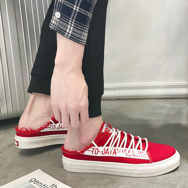 Мъжки мокасини с връзки в бял, червен и черен цвят