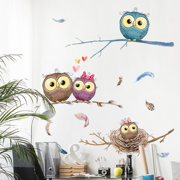 Αυτοκόλλητα τοίχου κουκουβάγια για παιδιά