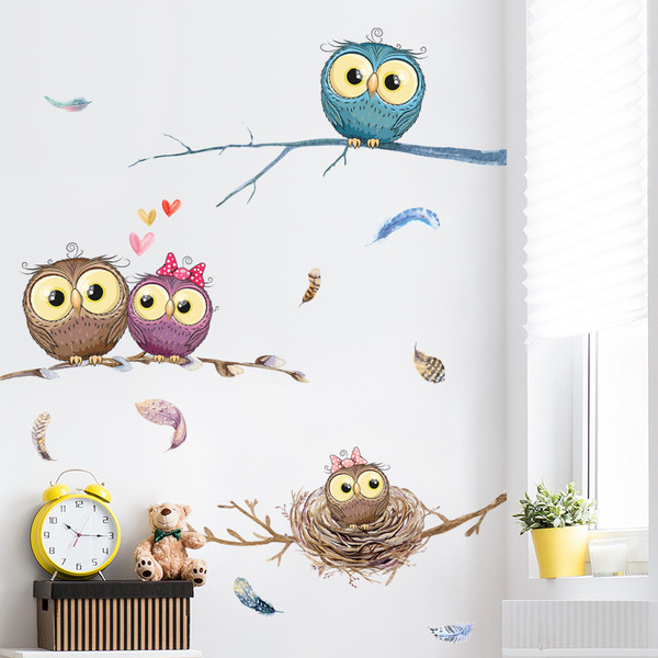 Αυτοκόλλητα τοίχου κουκουβάγια για παιδιά