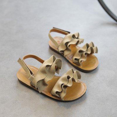 Παιδικά σανδάλια για κορίτσια σε μαύρο, μπεζ και πράσινο χρώμα