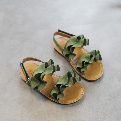 Παιδικά σανδάλια για κορίτσια σε μαύρο, μπεζ και πράσινο χρώμα