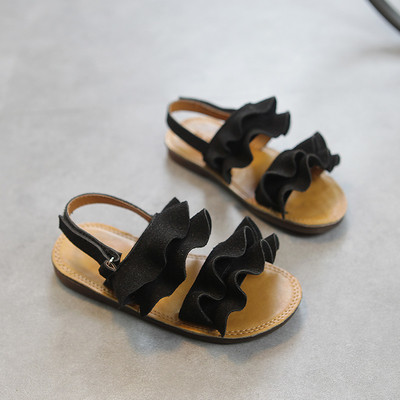 Παιδικά σανδάλια για κορίτσια σε μαύρο, μπεζ και πράσινο χρώμα