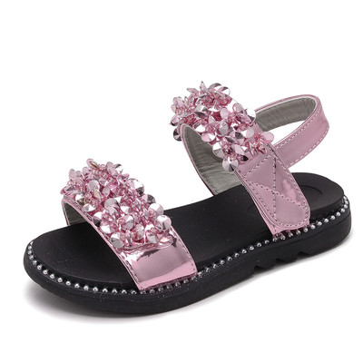 Sandale copii pentru fete cu pietre de decor in trei culori