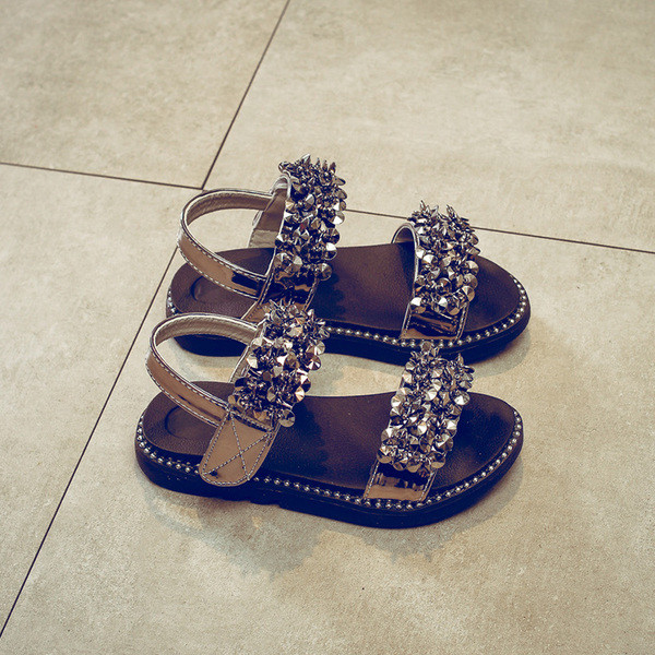 Sandale copii pentru fete cu pietre de decor in trei culori