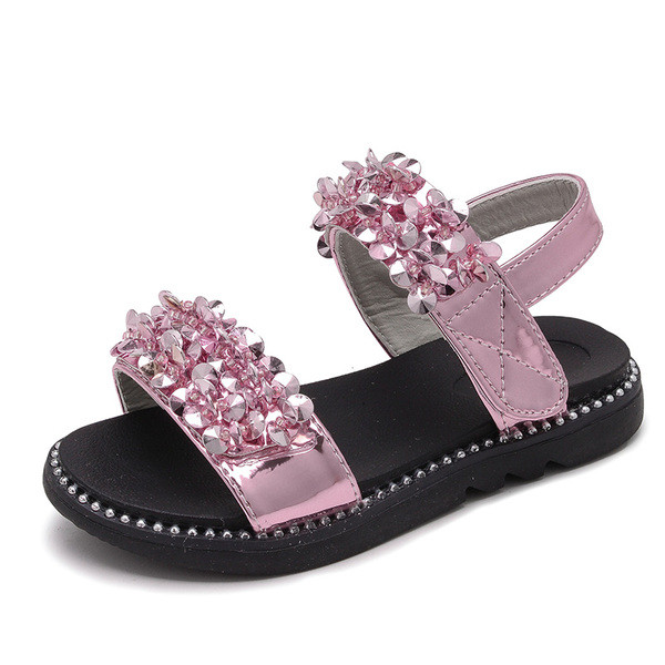 Sandale copii pentru fete cu pietre de decor in trei culori