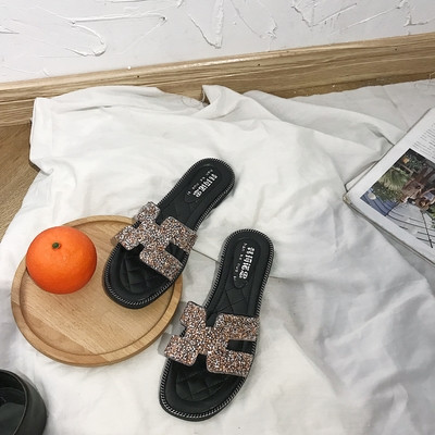 Papuci de dama moderni cu pietre in trei culori