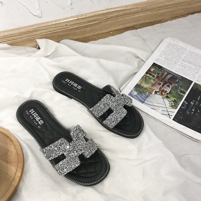 Papuci de dama moderni cu pietre in trei culori