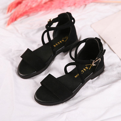 Детски сандали за момичета с крос връзки в черен, кафяв и розов цвят