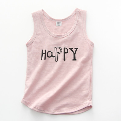 Παιδικό καθημερινό αμάνικο για κορίτσια σε διάφορα χρώματα με επιγραφή