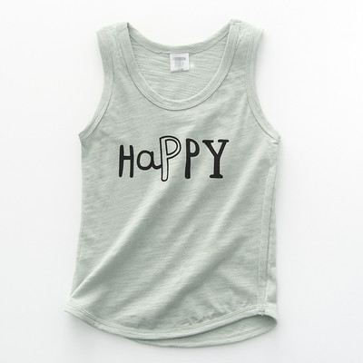 Παιδικό καθημερινό αμάνικο για κορίτσια σε διάφορα χρώματα με επιγραφή