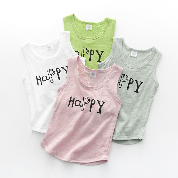 Παιδικό καθημερινό αμάνικο για κορίτσια σε διάφορα χρώματα με επιγραφή