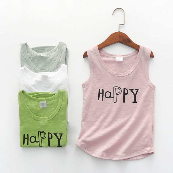 Παιδικό καθημερινό αμάνικο για κορίτσια σε διάφορα χρώματα με επιγραφή