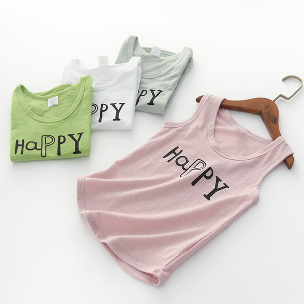 Παιδικό καθημερινό αμάνικο για κορίτσια σε διάφορα χρώματα με επιγραφή
