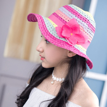 Παιδικό καπέλο για κορίτσια με διακόσμηση λουλουδιών