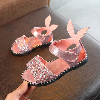 Модерни детски сандали за момичета с камъни декорация в черен, бял и розов цвят