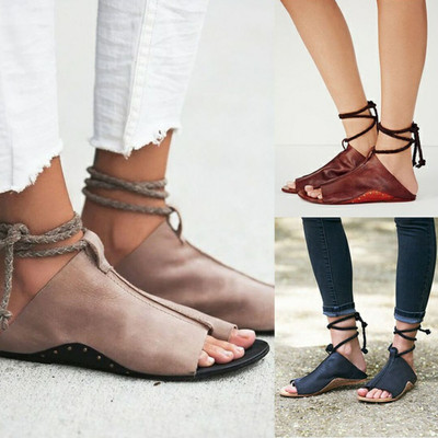 Ежедневни дамски сандали,в римски стил от еко кожа-в три цвята