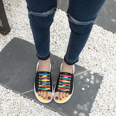 Ежедневни дамски чехли с цветна декорация