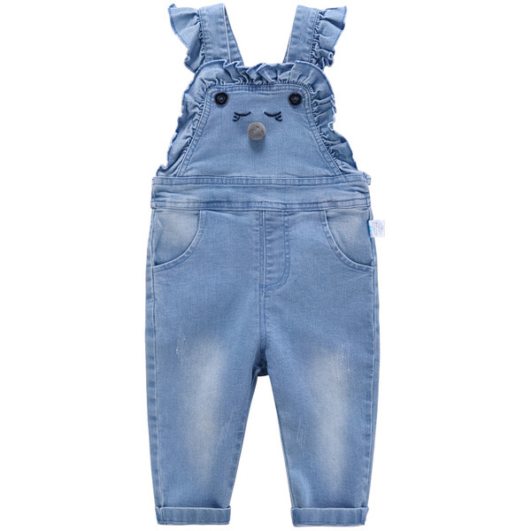 Детски дънков гащеризон подходящ за момичета в  светъл цвят