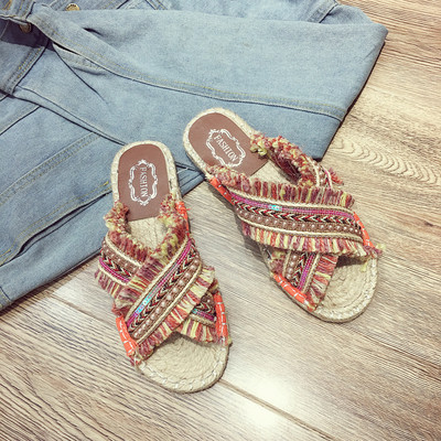 Casual γυναικείες παντόφλες με εθνοτική μοτίβα σε τρία χρώματα