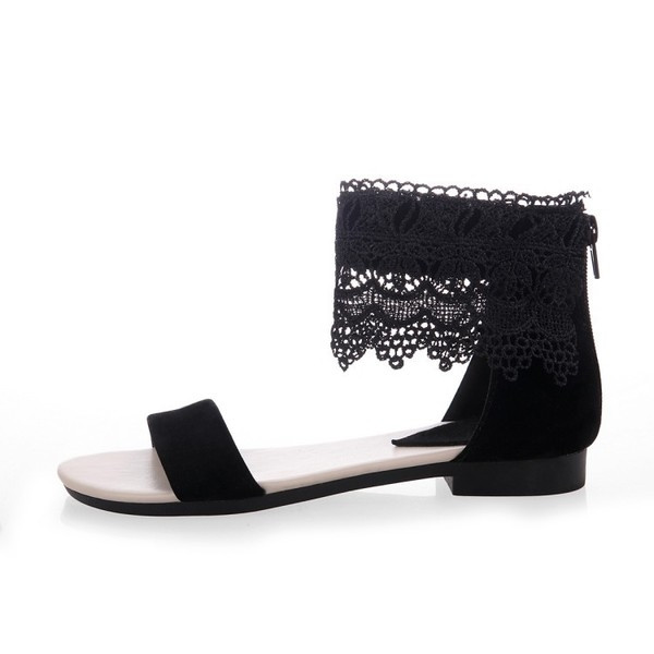 Sandale casual dama cu dantela in doua culori