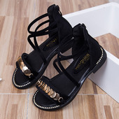 Sandale moderne pentru copii din piele intoarsa pentru fete cu decoratiuni in trei culori