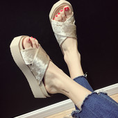 Papuci casual dama cu platforma in doua culori