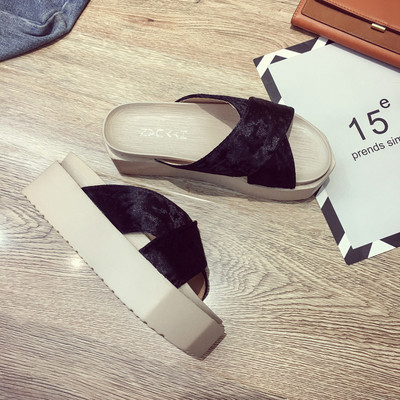 Papuci casual dama cu platforma in doua culori