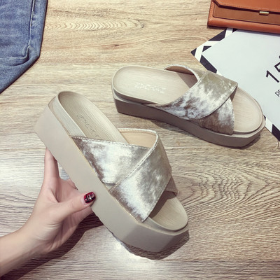 Papuci casual dama cu platforma in doua culori