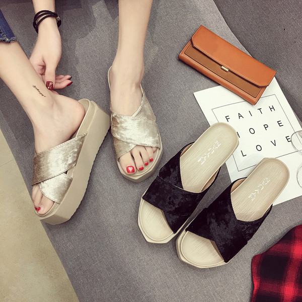 Papuci casual dama cu platforma in doua culori