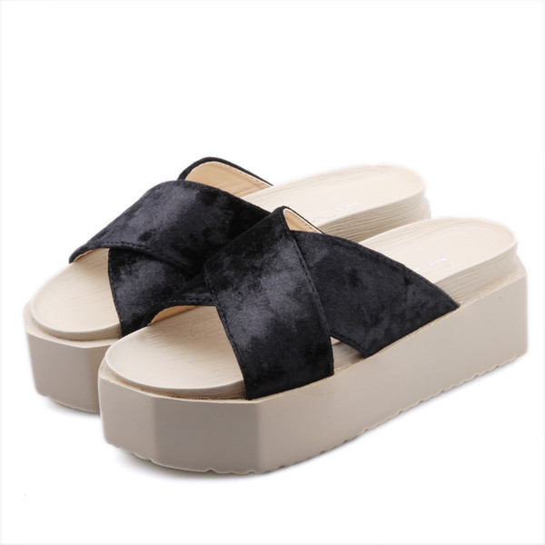 Papuci casual dama cu platforma in doua culori