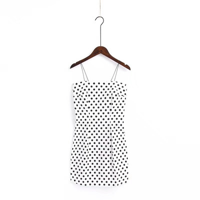 Rochie scurta de dama cu buline in doua culori