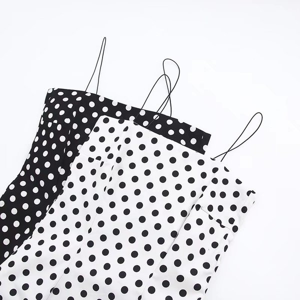 Rochie scurta de dama cu buline in doua culori