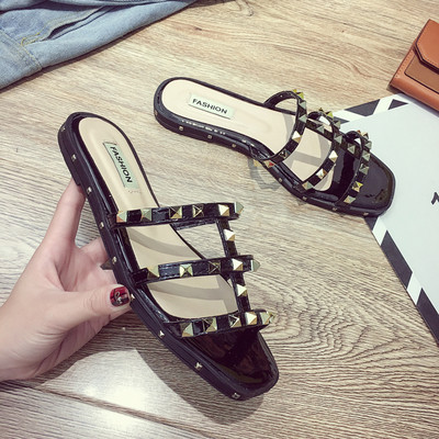 Papuci de damă cu ochiuri pe talpă plată în trei culori